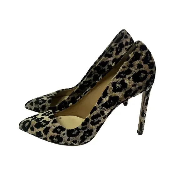 Francensco Russo Pumps Woman 11 Velvet Leopard Print Stiletto Heels Italy Made - Picture 2 of 16